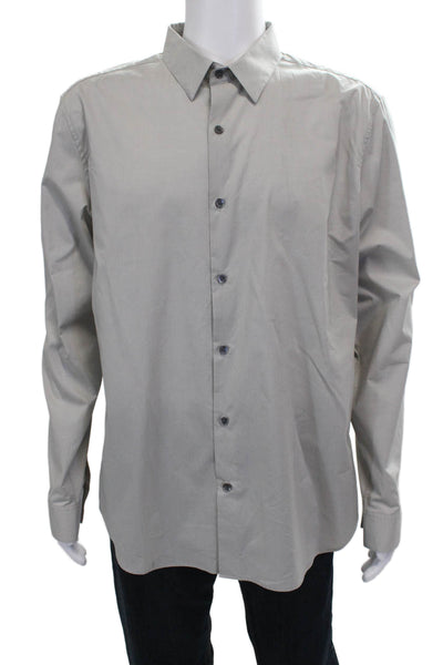 Theory Mens Gray Cotton Dress Shirt Button-Up Long Sleeve Size 2XL
