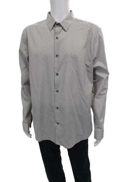 Theory Mens Gray Cotton Dress Shirt Button-Up Long Sleeve Size 2XL