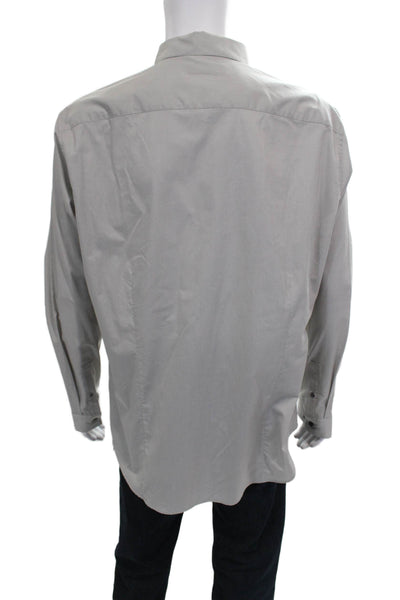 Theory Mens Gray Cotton Dress Shirt Button-Up Long Sleeve Size 2XL