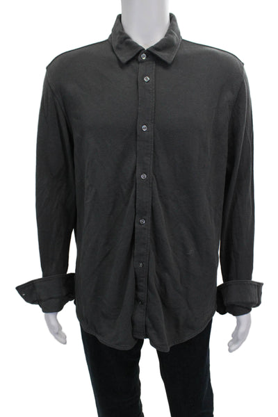 Billy Reid Mens Long Sleeves Button Down Shirt Grey Cotton Size Extra Large