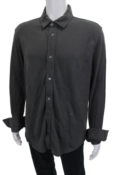 Billy Reid Mens Long Sleeves Button Down Shirt Grey Cotton Size Extra Large