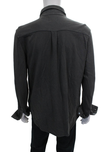 Billy Reid Mens Long Sleeves Button Down Shirt Grey Cotton Size Extra Large