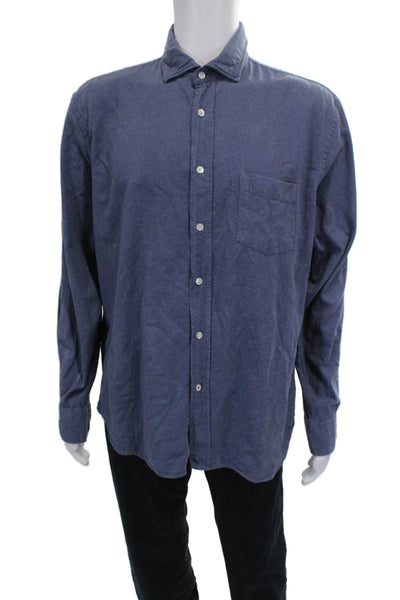 Hartford Mens Long Sleeves Button Down Shirt Blue Size Extra Large