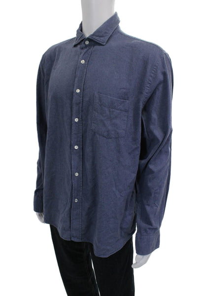 Hartford Mens Long Sleeves Button Down Shirt Blue Size Extra Large