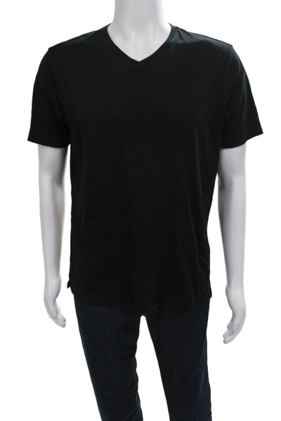 Robert Barakett Mens Black V-Neck Short Sleeve 100% Pima Cotton Shirt Size XL