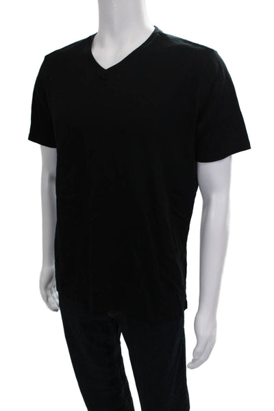 Robert Barakett Mens Black V-Neck Short Sleeve 100% Pima Cotton Shirt Size XL