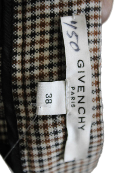 Givenchy Women Dress Pants Multicolor Wool Check Zip Inseam 29 Size 38