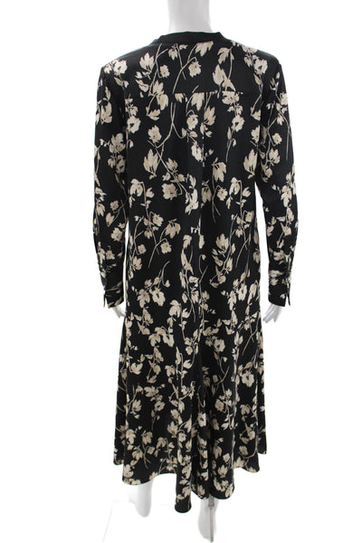 Nordstrom Women Black Floral V-Neck Long Sleeve Shift Dress Size 2XS