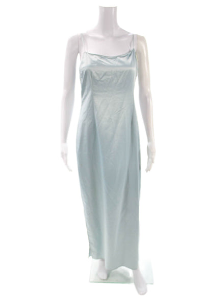 Kay Unger Womens Blue Sheath Dress Boat Neck 3/4 Sleeve Long Polyester Size 10