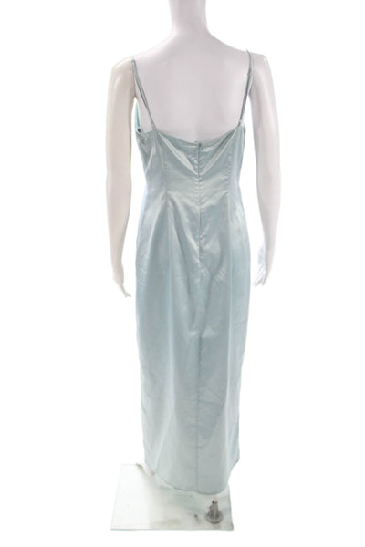 Kay Unger Womens Blue Sheath Dress Boat Neck 3/4 Sleeve Long Polyester Size 10