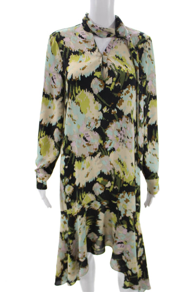 BCBG Max Azria Women Shirt Dress Floral Multi Long Sleeve Button Size XS