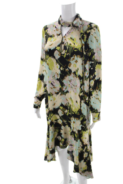 BCBG Max Azria Women Shirt Dress Floral Multi Long Sleeve Button Size XS