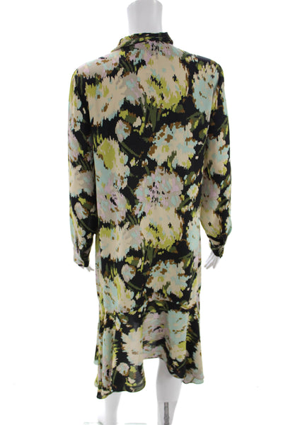 BCBG Max Azria Women Shirt Dress Floral Multi Long Sleeve Button Size XS