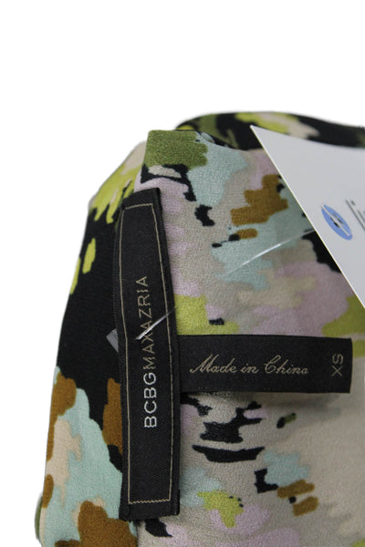 BCBG Max Azria Women Shirt Dress Floral Multi Long Sleeve Button Size XS