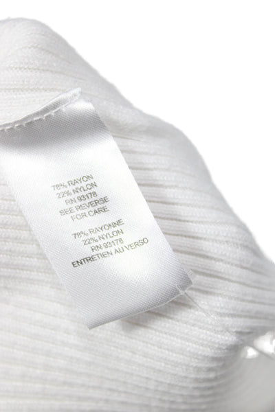 T Tahari Women Striped White Rayon Turtleneck Pullover Long Sleeve Size S