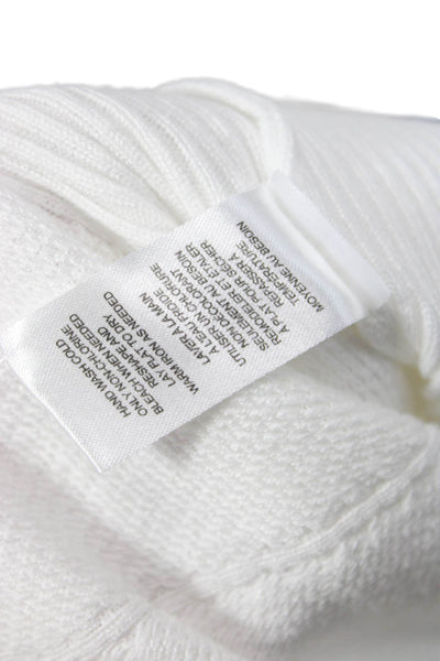 T Tahari Women Striped White Rayon Turtleneck Pullover Long Sleeve Size S