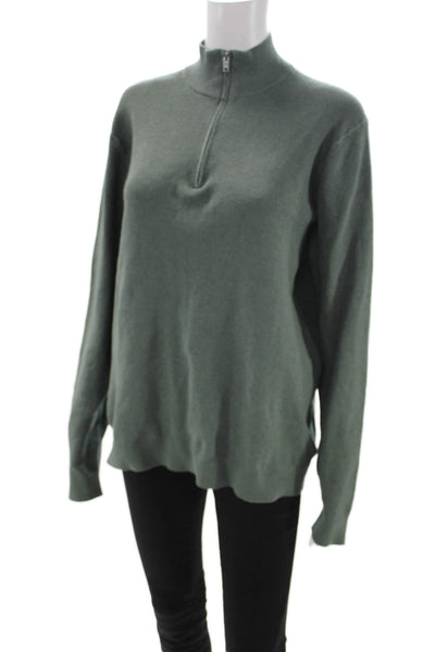MNG Mens Pullover Sweater Mock Neck Green Polyester Long Sleeve Size L