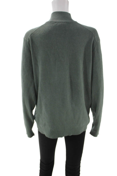 MNG Mens Pullover Sweater Mock Neck Green Polyester Long Sleeve Size L
