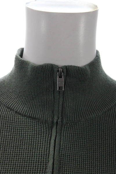 MNG Mens Pullover Sweater Mock Neck Green Polyester Long Sleeve Size L