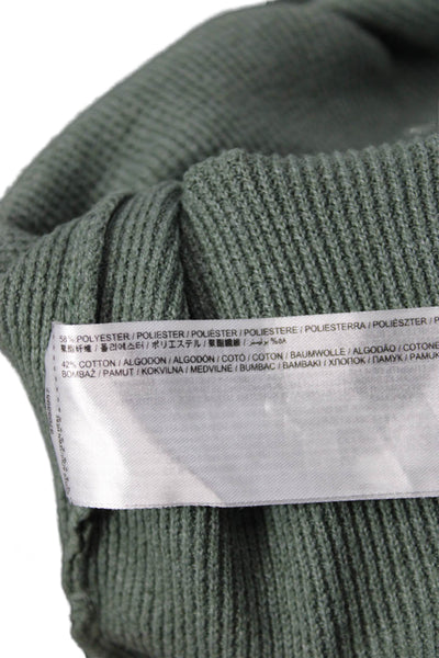 MNG Mens Pullover Sweater Mock Neck Green Polyester Long Sleeve Size L