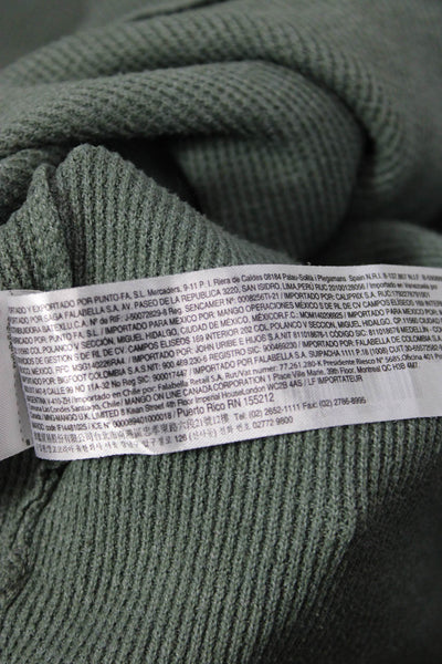 MNG Mens Pullover Sweater Mock Neck Green Polyester Long Sleeve Size L