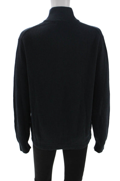 Banana Republic Mens Cotton Blue Mock Neck Cardigan Long Sleeve Size M