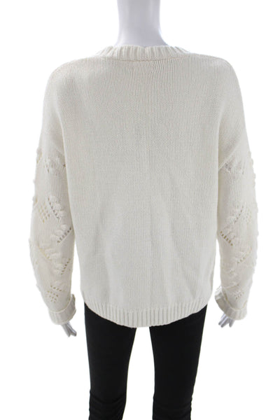 Caslon Womens Cardigan White V Neck 60% Cotton Long Sleeve Size XS