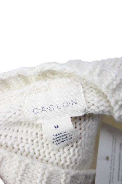 Caslon Womens Cardigan White V Neck 60% Cotton Long Sleeve Size XS