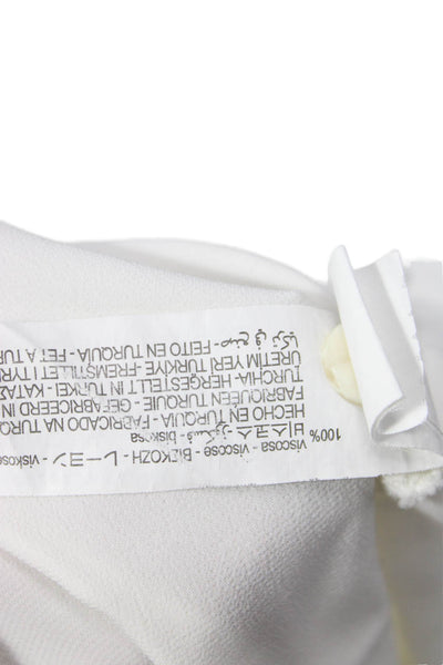 Zara Women Basic Collared Viscose Button-Up Long Sleeve White Size S
