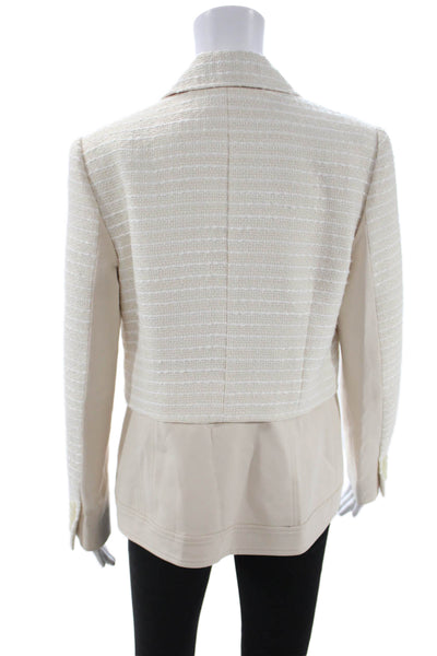 Etcetera Womens Basic Jacket Beige Striped Button Polyester Long Sleeve Size 6