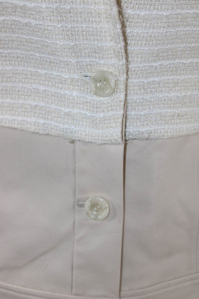 Etcetera Womens Basic Jacket Beige Striped Button Polyester Long Sleeve Size 6