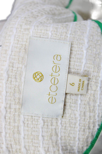 Etcetera Womens Basic Jacket Beige Striped Button Polyester Long Sleeve Size 6
