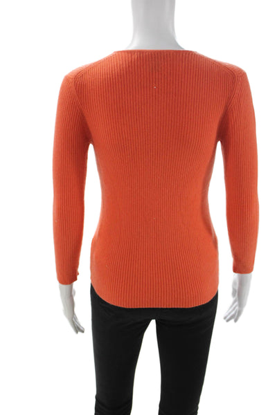 Saks Fifth Avenue Women Cashmere Pullover Sweater Orange Longsleeve Size S