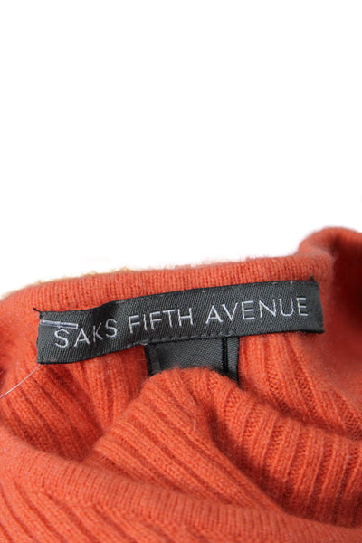 Saks Fifth Avenue Women Cashmere Pullover Sweater Orange Longsleeve Size S
