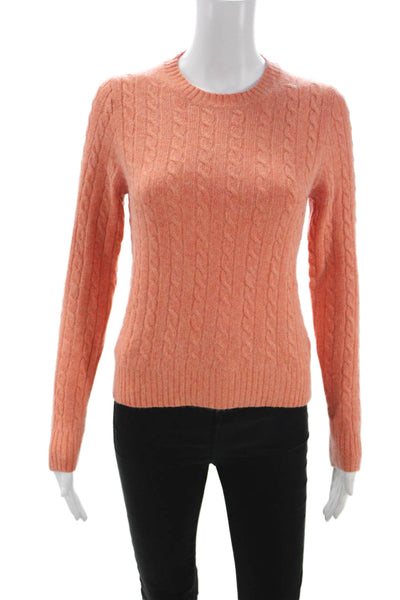 J Crew Women Pullover Sweater Orange Wool Crew Neck Long Sleeve Size XS