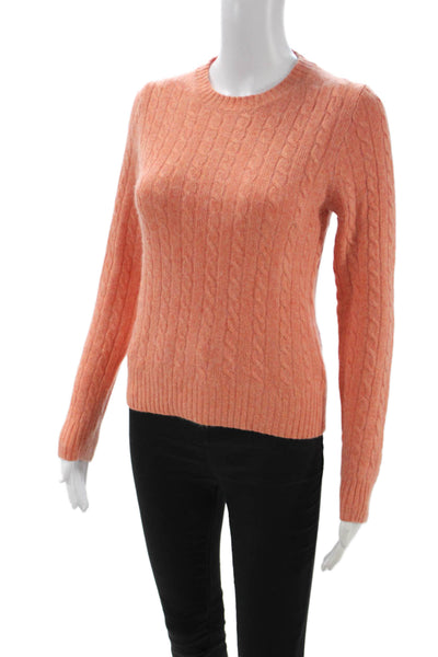 J Crew Women Pullover Sweater Orange Wool Crew Neck Long Sleeve Size XS