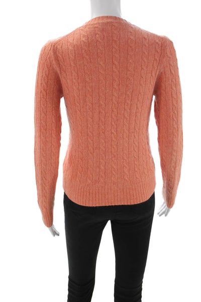 J Crew Women Pullover Sweater Orange Wool Crew Neck Long Sleeve Size XS