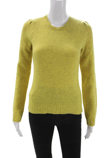 J Crew Womens Pullover Sweater Yellow 100% Wool Round Neck Long Sleeve Size XS