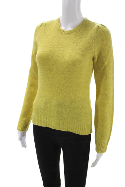 J Crew Womens Pullover Sweater Yellow 100% Wool Round Neck Long Sleeve Size XS
