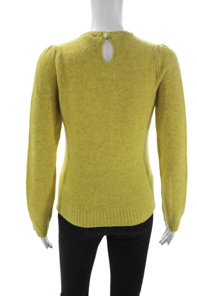 J Crew Womens Pullover Sweater Yellow 100% Wool Round Neck Long Sleeve Size XS