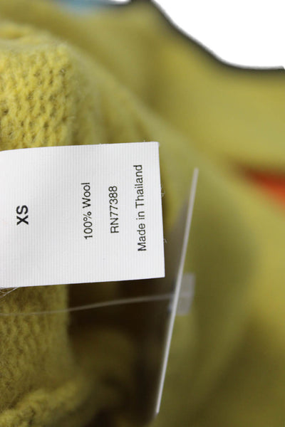 J Crew Womens Pullover Sweater Yellow 100% Wool Round Neck Long Sleeve Size XS