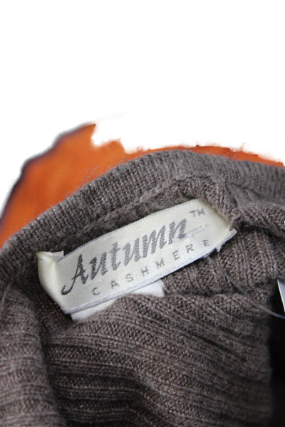 Autumn Cashmere Women Silk V-Neck Long Sleeve Pullover Brown Size S