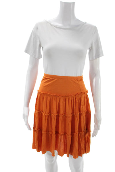 BCBGMAXAZRIA Women Peasant Skirt Orange Rayon Mini Size XS
