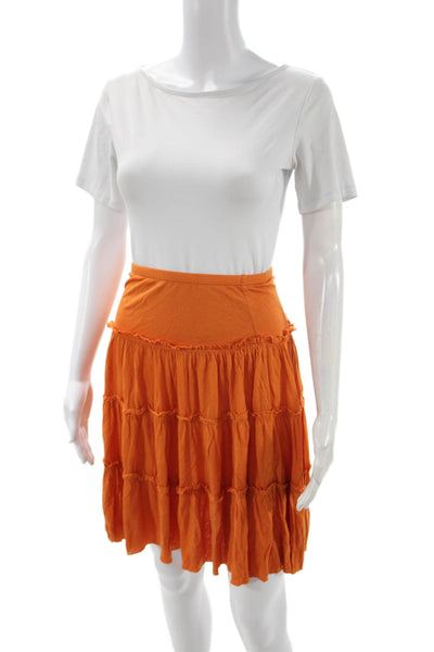 BCBGMAXAZRIA Women Peasant Skirt Orange Rayon Mini Size XS