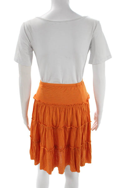 BCBGMAXAZRIA Women Peasant Skirt Orange Rayon Mini Size XS