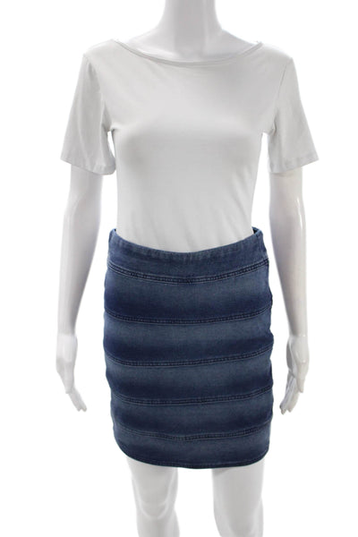 BCBGMAXAZRIA Women Bandage Mini Skirt Blue Striped Cotton Size S