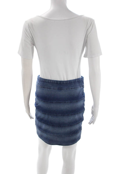 BCBGMAXAZRIA Women Bandage Mini Skirt Blue Striped Cotton Size S