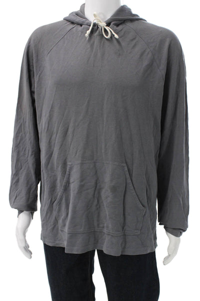 Vince Men Hooded Pullover Pima Cotton Gray Drawstring Size XL