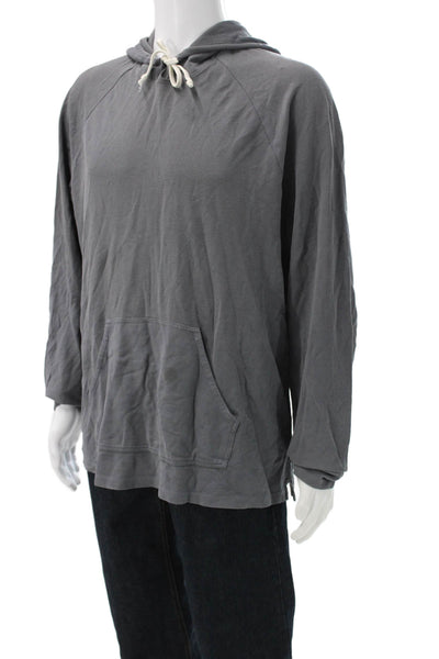 Vince Men Hooded Pullover Pima Cotton Gray Drawstring Size XL