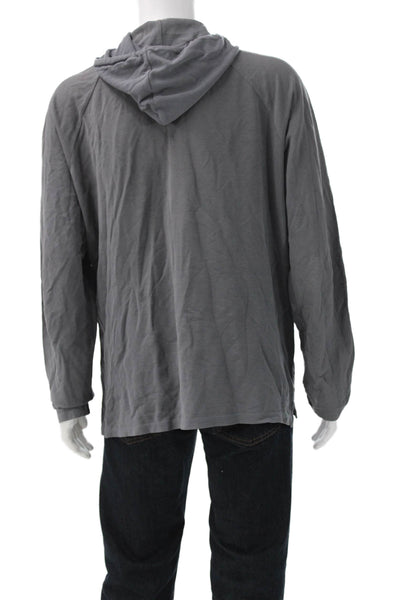 Vince Men Hooded Pullover Pima Cotton Gray Drawstring Size XL